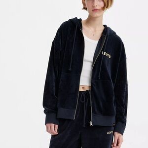 Levi’s Blue Velour zipper hoodie graphic Liam sweatshirt